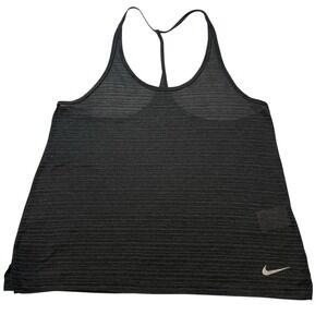 Nike Shirt Women Large Gray‎ Dri Fit Oversized Crop Racerback Tank Top Swoosh